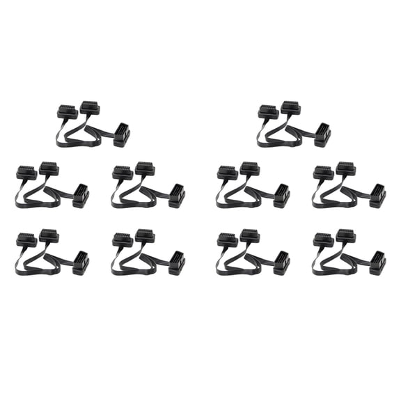 10X OBDII Extension Dual Connector Y Splitter OBD OBD2 16PIN Male to Female Connection Flat+Thin for