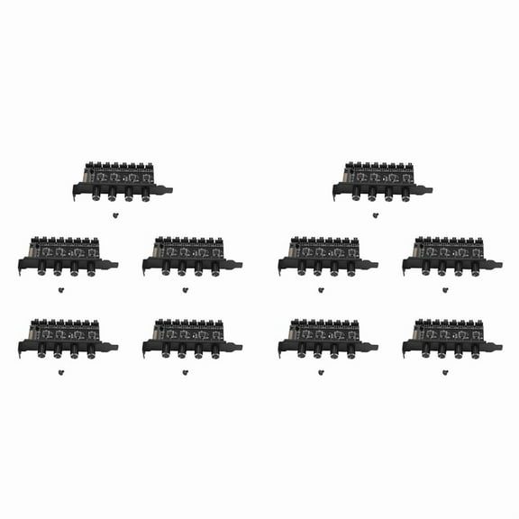 10X Pc 8 Channels Fan Hub 4 Knob Cooling Fan Speed Controller for Cpu Case Hdd Vga Pwm Fan Pci Bracket,10 x governor 10 x screw,black