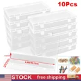 thumbnail image 1 of 10X Plastic Storage Boxes, Small Storage Containers With Hinged Lids Clear Boxes, 1 of 6