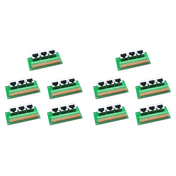 10X RJ45 Female Breakout Board,Solderless RJ45 to 8Pin Quick Spring Terminal,Three Ways RJ45 with PCB Board,10 x RJ45 Female Breakout Board