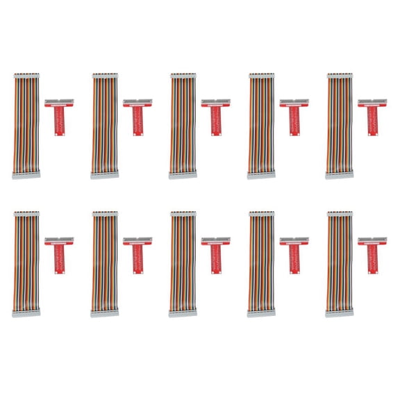 10X RPi GPIO Breakout Expansion Board + Ribbon Cable + Assembled T Type GPIO Adapter for 3 2 B & B+