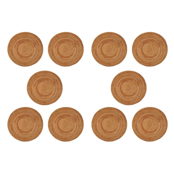 10X Rattan Woven Placemats,Table Mats,Non Slip Heat Place Mat,Wicker Placemat,Trivets for Hot Dishes Round