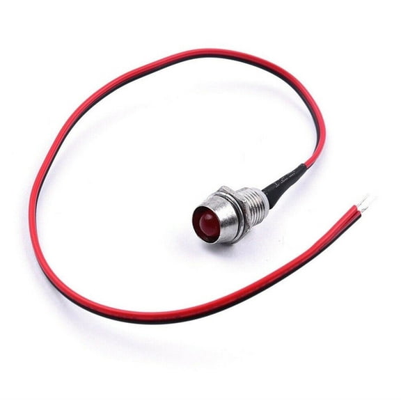10X Red 8Mm 12V Led Indicator Lamp Warn Light Pilot Dash Panel Car Truck Boat