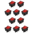 thumbnail image 1 of 10X Red Light Illuminated 4 Pin DPST ON/ Snap in Rocker Switch 16A 20A 250V AC, 1 of 8