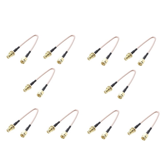 10X SMA Female SMA Male F / M Antenna Connection Cable Adapter Black + Gold