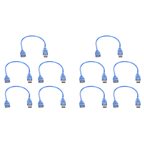 10X Short USB 2.0 A Female to Male Extension Cable,10 x USB Female to Male Extension Cable,Blue