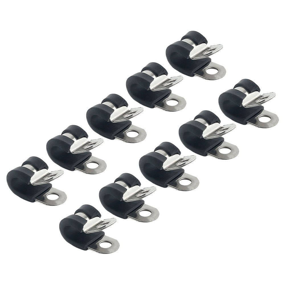 10X Stainless Steel Rubber Lined P Clips Hose Pipe Clamp Cable Mounting ...