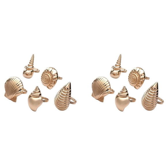 10X Theme Sea Shells Metal Napkin Rings for Weddings Receptions,Dinner Parties,Family Gatherings,Table Supplies