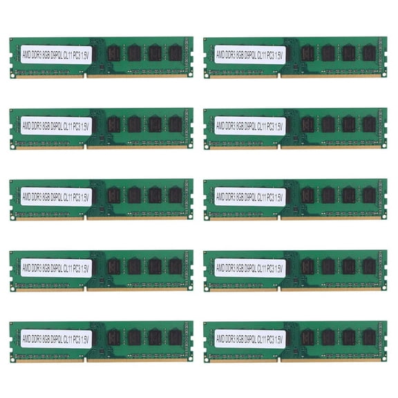 10X Tsulyn 8Gb Ddr3 1600Mhz Ram Desktop Memory Dimm Only for Amd F2 M2 Computer Pc,10 * RAM Memory,green