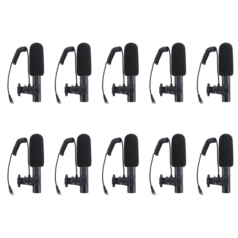 10X Updated 3.5mm HD Video Recording Microphone Smart Noise Reduction Interview Mic for Mobile Phone/SLR Camera,10 x Microphone,Black