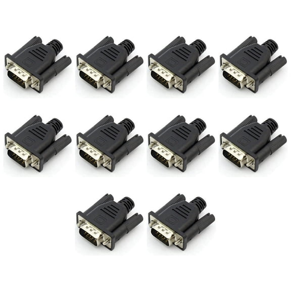 10X VGA Virtual Display Adapter Male Dummy Plug EDID Headless Ghost Emulator Lock Plate,10 x VGA Virtual Display Adapter,Black