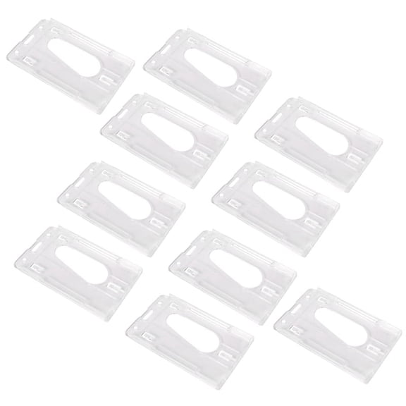 10X Vertical Hard Plastic Badge Holder Double Card ID Multi Transparent 10X6cm