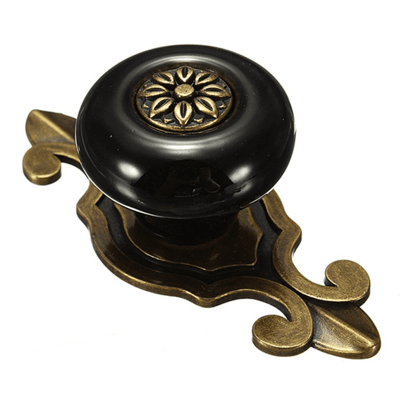10X Vintage Ceramic Door Knobs Drawer Cabinet Cupboard Wardrobe Pull Handle Black+Bronze