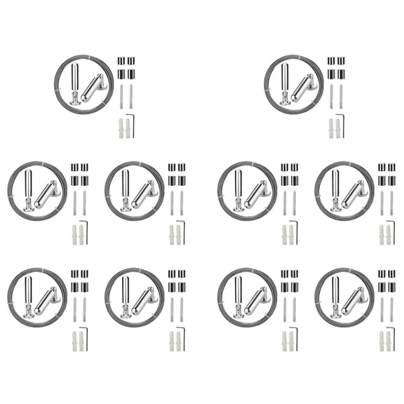 10X Wall Mount Curtain Wire Rod Set Stainless Steel Photo Hanging Wire Clothesline Wire(5 Meter)