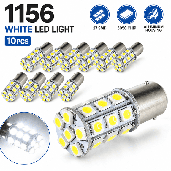 10X White 27 SMD LED 1156 1141 1003 RV Camper Trailer Interior Light Bulbs