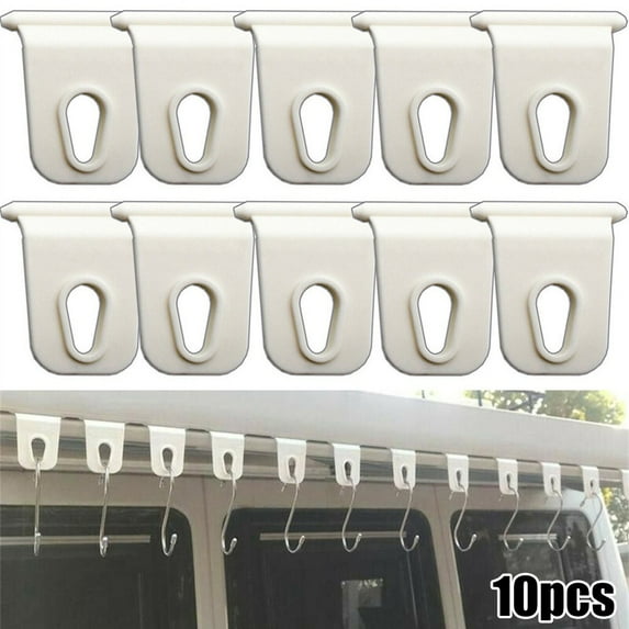 10X White Universal Awning Clothes Hook for RV Camper Caravan Party Light Holder