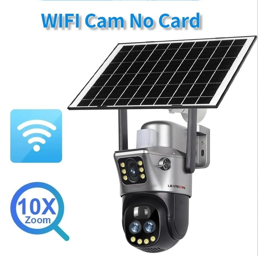 10X Zoom 4G Wifi Solar Camera Surveillance Outdoor 12MP Three Lens 360° PIR Motion Detection Security Cameras V380 Pro