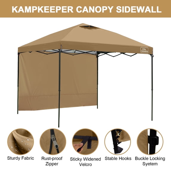 10X10 Canopy Tent Sidewalls with Zipper for Canopy Frame, 3Pcs Sunwalls Only, UPF50+ Waterproof Side Walls(Khaki)