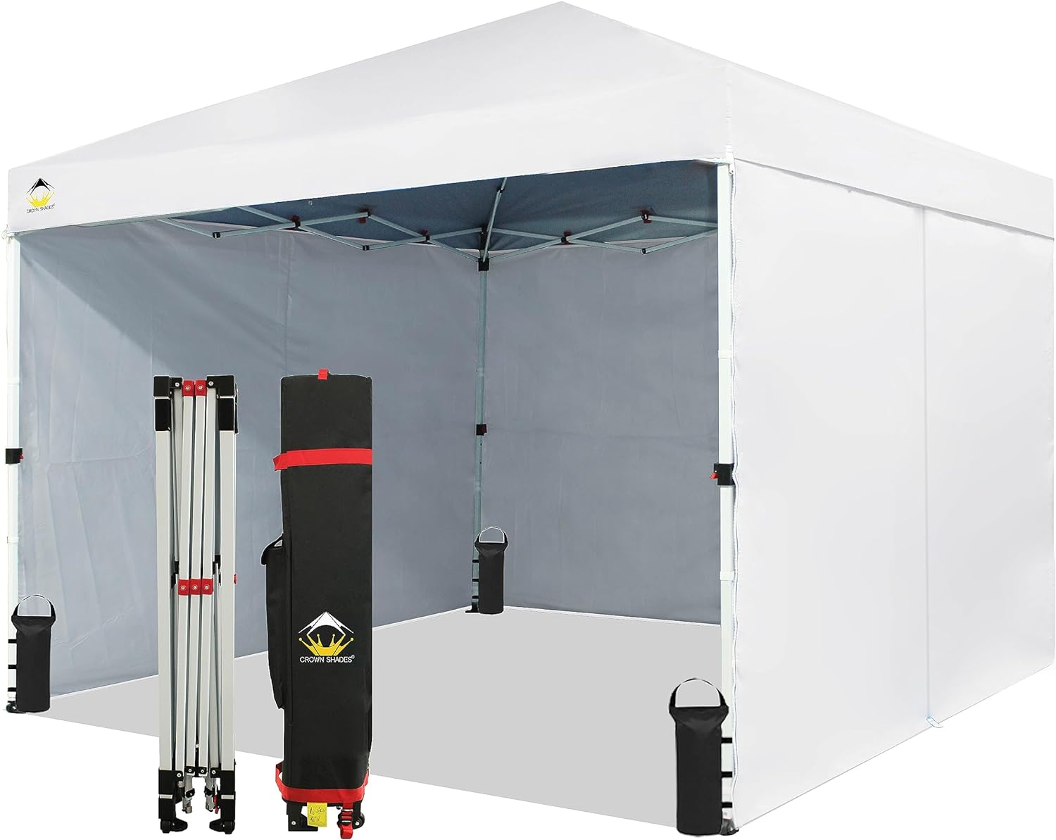 CROWN SHADES 10x10 Instant Pop-Up Canopy Tent With 4 Sidewalls – Commercial-Grade Shelter For Events, Markets, Or Outdoor Use
