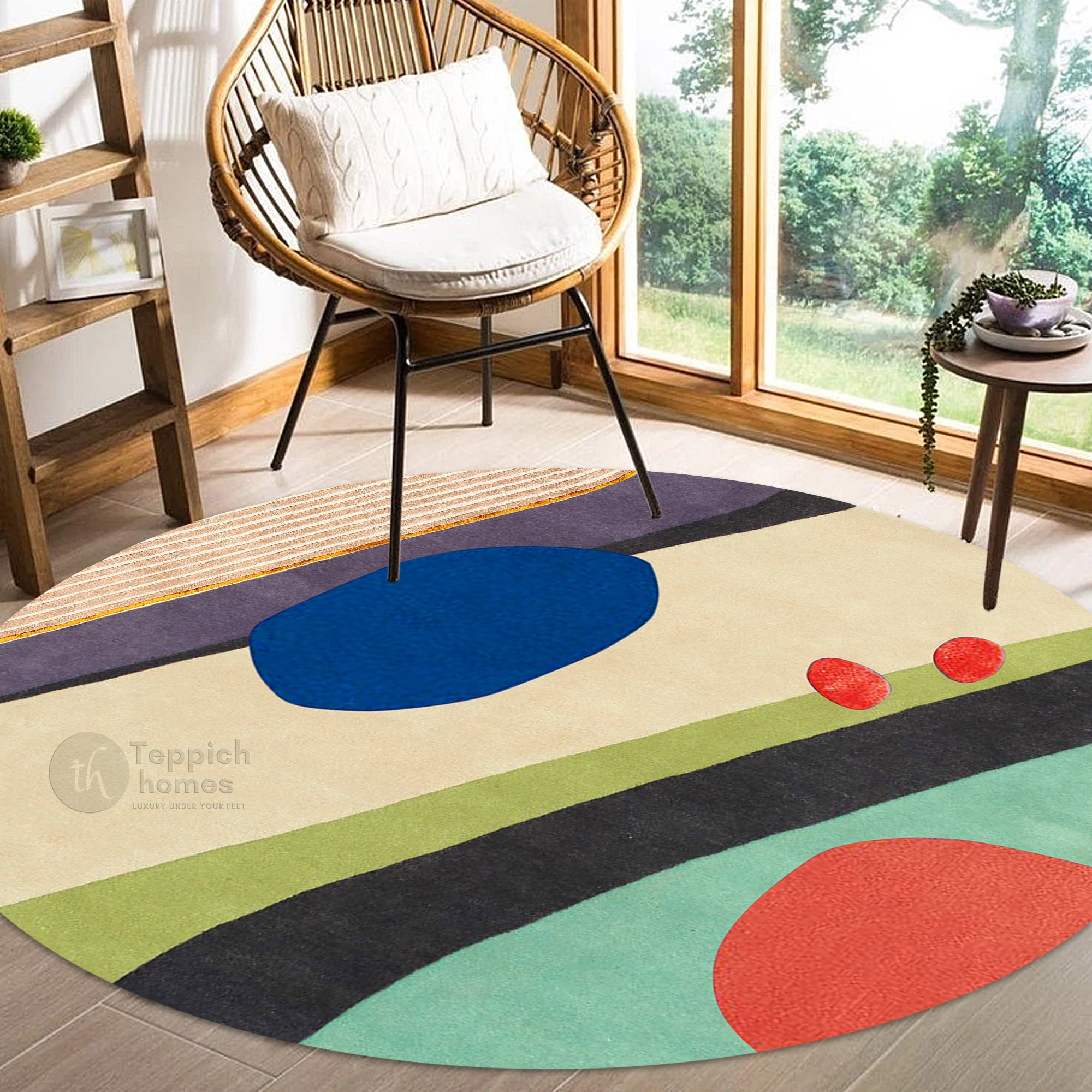 10X10 Tufted Rug, Living, Kids, room, Round Carpet, Geometric Carpet ...