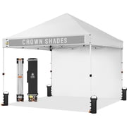 CROWN SHADES 10x10 Pop Up Commercial Canopy Tent with Banner with 1 Sidewall One Push Setup Outdoor Sun Shade