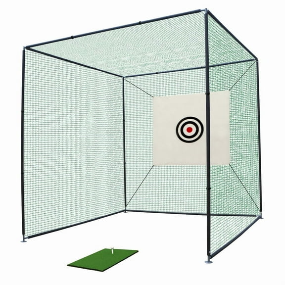 10X10X10FT Golf Practice Net Cage w/ Metal Frame Hitting Net Kit Indoor Outdoor    RR