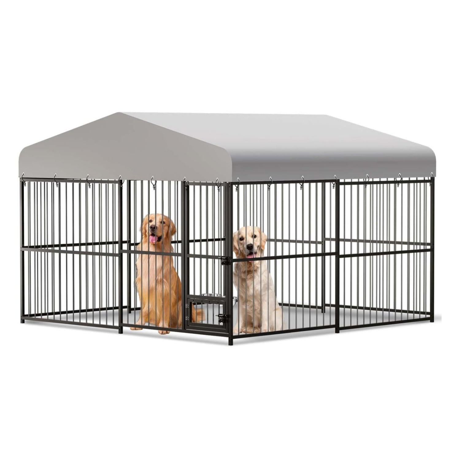 10X10X6FT Large Dog Kennel Outside Heavy Duty Outdoor Dog Cage House with Weatherproof,Galvanized Iron Pet Playpen with Safety Locks,UV & Water Resistant for Medium and Large Dogs,Easy Assembly
