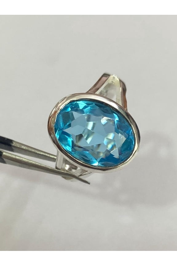 10X12 MM Carat Natural Aquamarine Silver Gold Plated Ring| Minimalist March Birthstone Gift for Her Halloween Gift