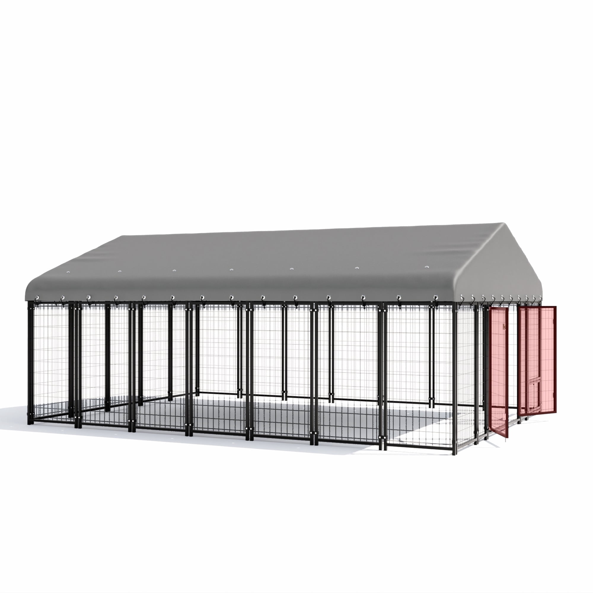 Muphyers XXL Outdoor Dog Kennel with Roof and Feeding Door, Heavy Duty 10x20FT