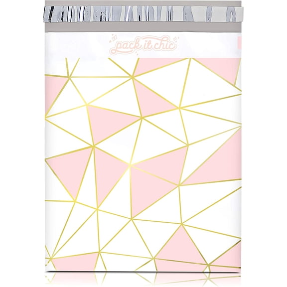 - 10X13 (100 Pack) Mosaic Triangle Poly Mailer Envelope Plastic Custom Mailing & Shipping Bags - Self Seal