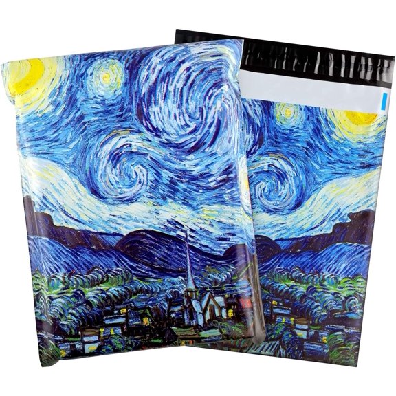 10X13 (100 Pack) Poly Mailer Envelope Plastic Custom Mailing & Shipping Bags - Self Seal (Starry Night)