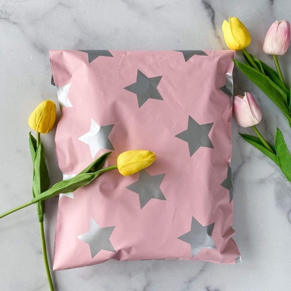 10X13 Silver Star, Mailers, Designer Mailers Shipping Mailers - 100 Pack