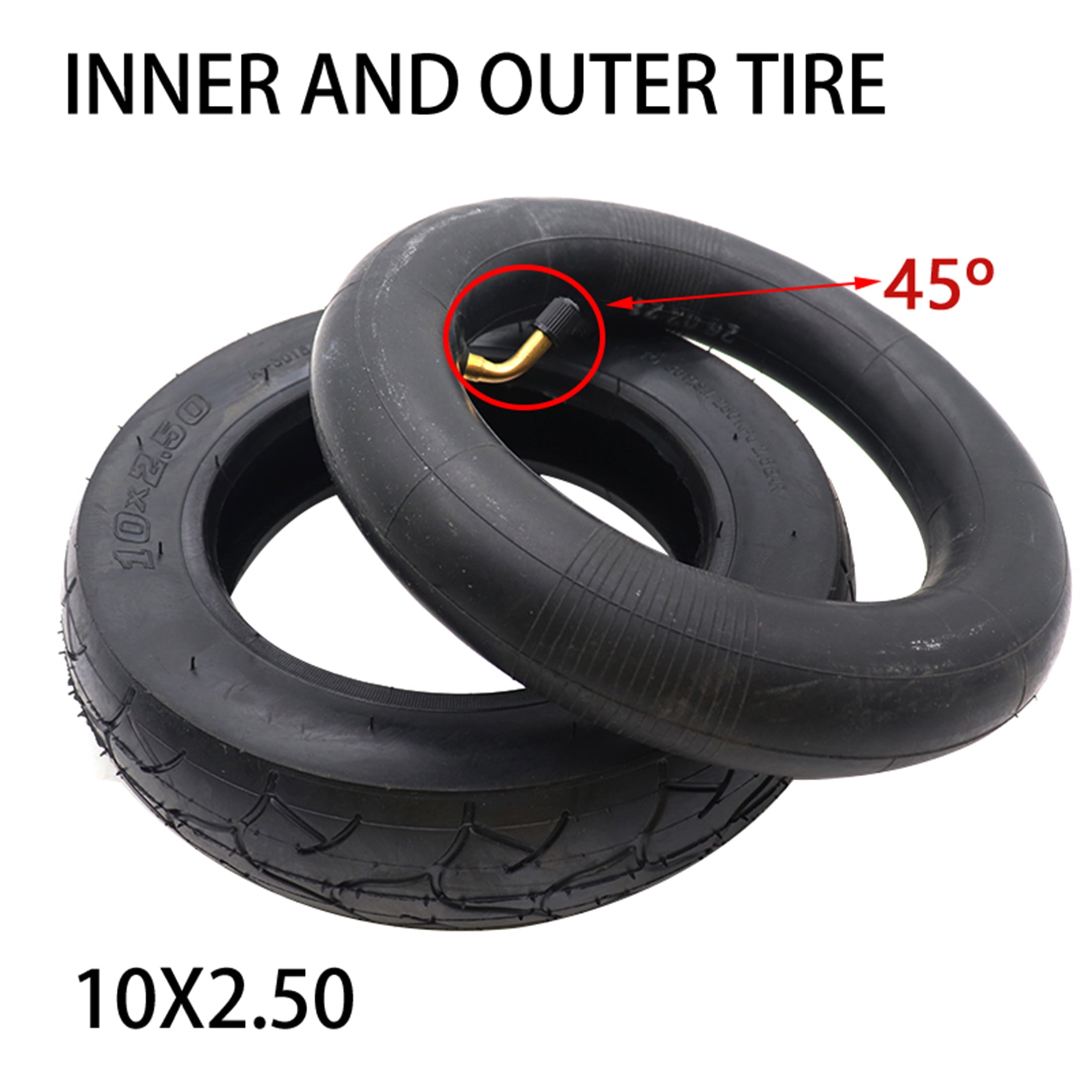 10X2.50 Inner Outer Tyre 10x2.5 Tube Innertube with bent valve 45 ...