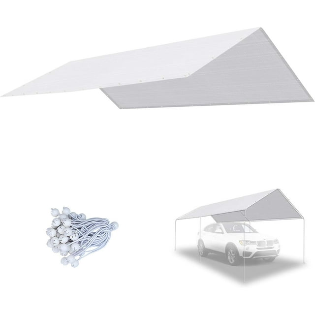 10X20 Ft Carport Replacement Canopy Garage Top Cover Tent Shelter Tarp With Bungee Cords, Canopy