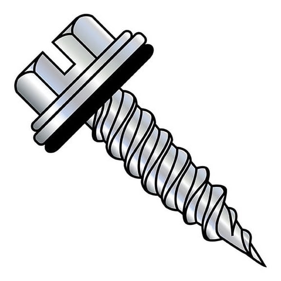 10X3/4 Slotted Indent Hex Washer 5/16 A/F Bonded Neo Epdm Washer Full Thread Self Piercing Zinc (Pack Qty 1,000) BC-101231PSWN