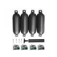 thumbnail image 1 of 10X30 Inch Boat Dock Bumpers 4 Pack, Inflatable PVC Fenders Kit, Includes Inflation Pump and Marine Ropes(Black), 1 of 9