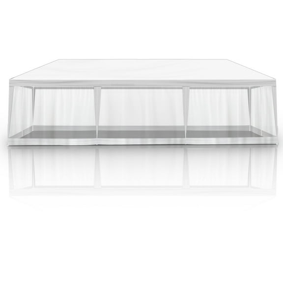 10X30FT Outdoor Party Tent with 2 Zipper Doors, Outdoor Screen Tent with Mosquito Netting, Heavy Duty Waterproof Gazebo Shelter for BBQ, Camping, Party, Cater Events, White