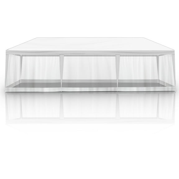 10X30FT Party Tent with Mesh Sidewalls, Outdoor Canopy Tent, Heavy Duty Party Tent, Wedding Canopy Patio, Sun Shade Shelter Canopy for Parties, White