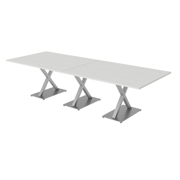 10X4 Modular Rectangular Conference Table With X Bases Power Modules