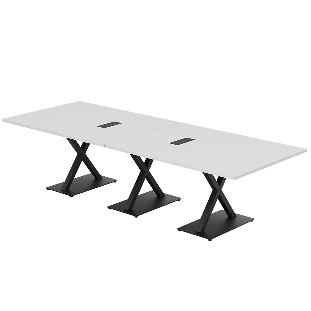 10X4 Modular Rectangular Conference Table With X Bases Power Modules ...