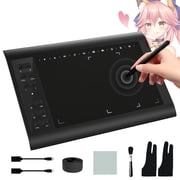 10X6 Inch Graphics Tablet Featuring a Battery-Free Pen with 8192 Pressure Levels, 12 Hotkeys, And Compatibility with PC, Mac, And Android for Digital Art, Design, And Online Teaching