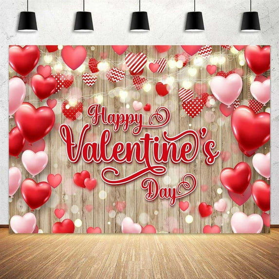 10X6ft Valentine's Day Photography Backdrops, Vintage Rustic Wood Red Love Heart Valentine's Day Backdrops Decorations, Wedding Bridal Shower Wedding Anniversary Party Girl Birthday Decor Background