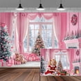 thumbnail image 1 of 10X8FT Christmas Photo Backdrop Winter Pink Window Snow Scene Photography Background Christmas Xmas Tree Fireplace New Year Holiday Family Party Decorations Photo Studio Props Pictures, 1 of 5