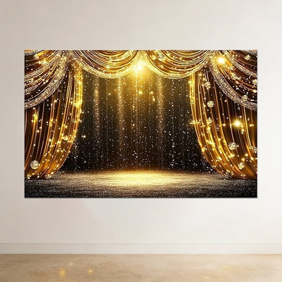 10X8Ft Black Gold Backdrop, Retro Glitter Black Gold Photo Background Theater Stage Background Decor Graduation Birthday Wedding Party Decor Banner Photo Booth Props Home Decor