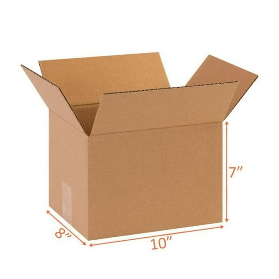 10X8X7 Size Shipping and Packing Box - Cardboard - Quantity per Order: 25 Box Bundle (25 Boxes per Order of 1)