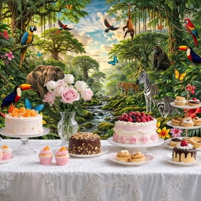 10X8ft Rainforest Theme Backdrop, Tropical Falls Jungle Safari Rain Forest Woodland Wildlife Background Animal Adventure Kids Party 2026 Vacation School Classroom Backdrop Banner Photo Props