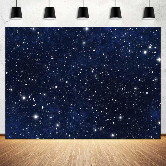 10X8ft Starry Night Sky Photography Backdrop, Stars Backdrop Dark Blue Galaxy Universe Space Background Newborn Baby Kids Birthday Party Decor Photo Shoot Prop