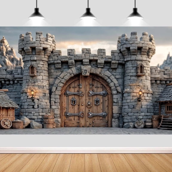 10X8ft Vintage Medieval Castle Photography Backdrop, Knight Themed for Boys Birthday Party Event Photo Booth Wall Decor Supplies