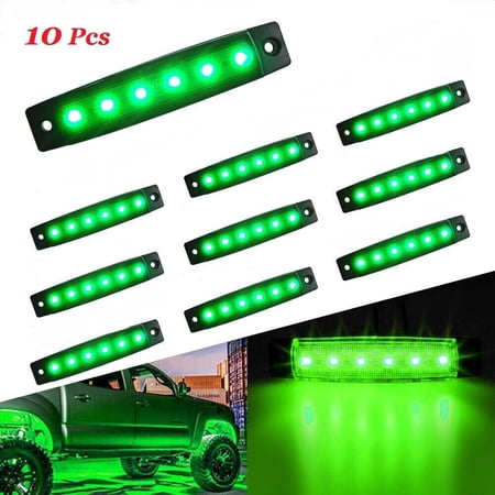 10XGreen 6LED Side Marker Indicators Light Truck Trailer Lorry RV Clearence Lamp