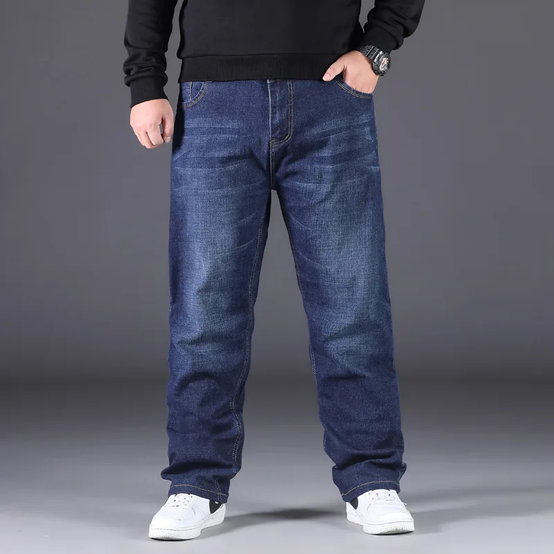 10XL Mens Black Jeans Oversize High Waist Loose Trousers Large Size